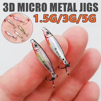 Micro Sized Eisen Platte Köder 1,5/3/5g 3D Mini VIB Köder Metall Guss Jig löffel Pesca Fisch Micro Pailletten