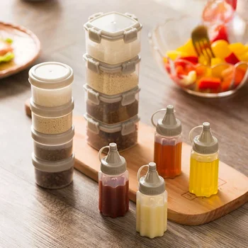 Kunststoff Sauce Squeeze Flasche Mini Gewürz Box Salat Dressing Container Outdoor Tragbare Grill (4 Stück)