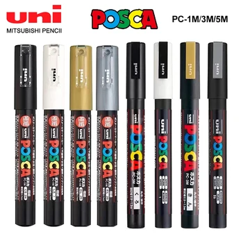 Japan UNI POSCA Marker Stift PC-1M/3M/5M POP Poster Graffiti Permanent acryl Marker Weiß Schwarz Gold Silber
