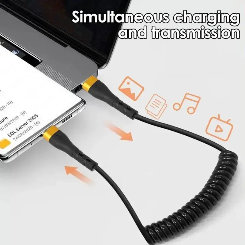 USB-C auf USB-C Spiralkabel 120 W, 5 A, fürs Auto – Bild 5