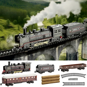 Kinder Retro Elektrische Dampfeisenbahn Spielzeug Klassische Eisenbahn Güterzug Hochgeschwindigkeits-Schienen