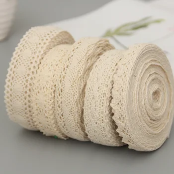 5 Yards Baumwolle Spitzenbesatz Band Beige Nähen Besatz Spitzenband Häkelspitze Stoff DIY Hochzeit Party