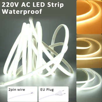 LED-Streifen, 220 V, wasserdicht, COB-LED-Streifen, 240 LEDs/m, 3000 K, 4000 K, 6000 K, Heimdekoration