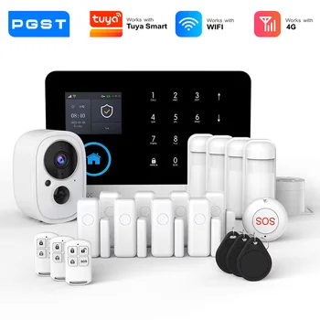 PGST Sicherheits Set Einbruchalarmanlage WiFi 4G 2G GSM Works with Tuya Smart Life vernetztes drahtloses