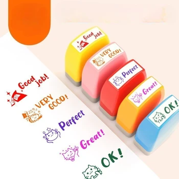 Stempel, farbenfrohe Englischlehrer-Siegel zum Stempeln mit der Aufschrift „PASS Good Perfect (5 Stück)