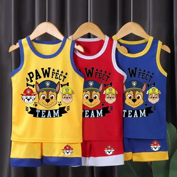 PAW Patrol Jungen-Basketball-Kleidungssets, Sommer-Kinder, lässige Weste und Shorts, zweiteiliger Anzug