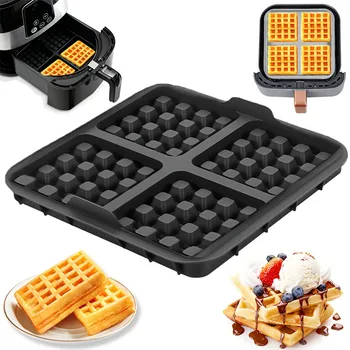 Silikon-Keksform-Set für Heißluftfritteusen, quadratisches Waffelmodell, antihaftbeschichtetes Backblech