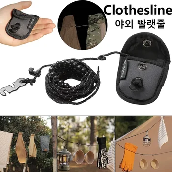 Outdoor-Camping Windbeständige Dehnbare 3M Wäscheleine mit 12 Clips, Verstellbare Reise-Wäscheschnur
