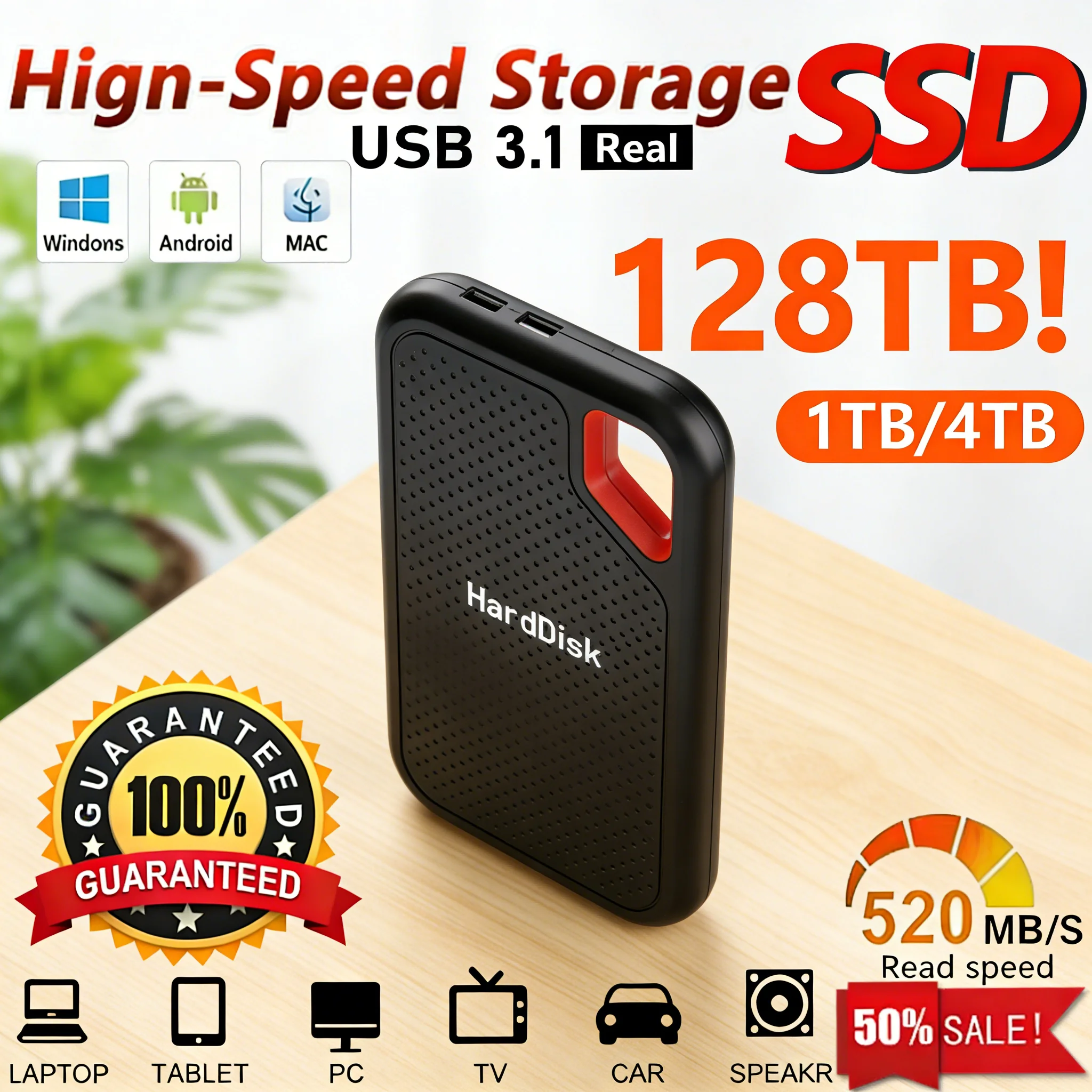 Externe Solid-State-Drive 2TB Tragbare SSD USB 3.2 Gen2