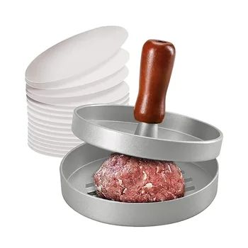 Burgerpresse, antihaftbeschichtet, Hamburger-Patty-Maker mit Wachspapier, Aluminium-Burger-Maker für den Grill