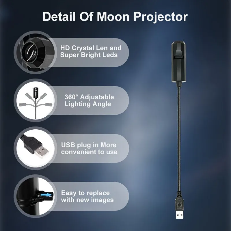 USB-Projektor-Licht Halloween-Mondlampe Weihnachts-Nachtlicht – Bild 2