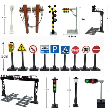 Stadt Zug Track Ampel Lampe Street View Zeichen Anzeige Ziegel Straße Zeichen Kreuz Wegweiser Barriere Modell