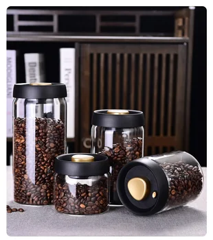 Kaffeebohnen-Aufbewahrungsglas, Vakuumversiegeltes Glas, Küchen-Lebensmittel-Aufbewahrungsglas