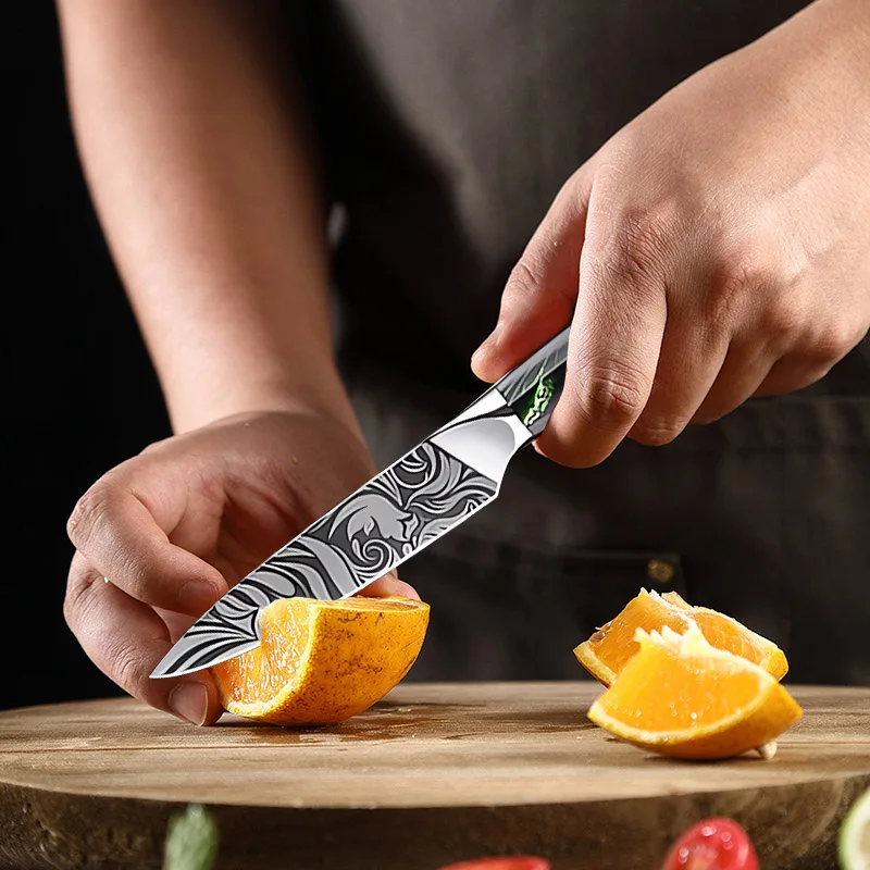 Küchenmesser Chef Japanisches Messer Laser Damaskus Muster – Bild 6
