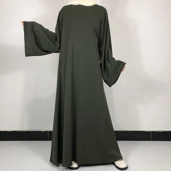 15 Farben Basic Plain Nida Abaya mit Gürtel muslimische Frauen bescheidenes einfaches Kleid EID Ramadan