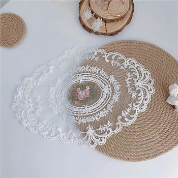 Vintage-Spitzenuntersetzer, Tischdecke, Spitzen-Tischdecke, besticktes Tischset, Schrank- und Möbeldekoration