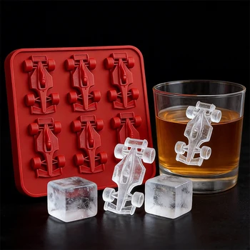 6-fach 3D-Formel-Rennwagen-Eiswürfelform F1 Silikon-Schokoladen- und Geleeform DIY Backwerkzeug