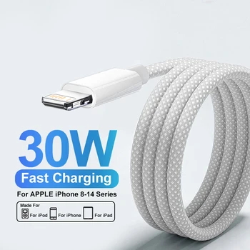 30W Schnelllade-USB-Kabel für iPhone 14 13 12 11 Pro Max 8 7 6 Plus XS X XR Typ C Datenleitung 2M