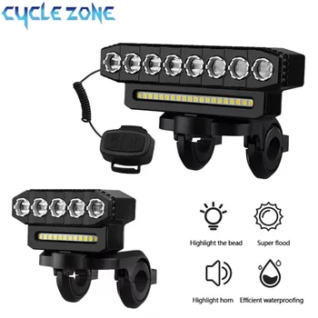 5/8 LED Fahrrad-Frontlicht, USB wiederaufladbar, 130 dB, Fahrradhupe, einfach zu installieren, 6 Modi