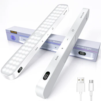 WILLED Motion Sensor Schrankleuchte, Batterieanzeige, 60 LEDs, Touch-Lichtleiste, kabelloses Nachtlicht