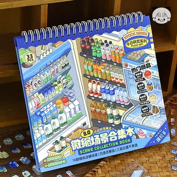 1 Aufkleber + 1 Paar Pinzetten, kreatives Spaß-Sammlerstück, Aufkleberbuch, 3D-Miniaturszene, stapelbar