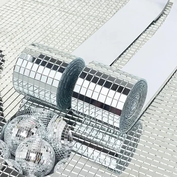 4x 100 cm Kreative DIY Glas Spiegel Aufkleber Mosaik Glas Selbst-klebe Spiegel Wand Aufkleber 3D Hintergrund