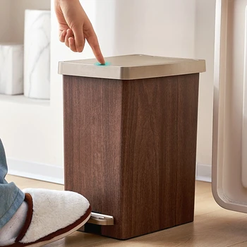 Holz-Abfalleimer für Bad und Küche, Doppelöffnungs-Mülleimer für Wohnzimmer und Toilette, Abfallbehälter