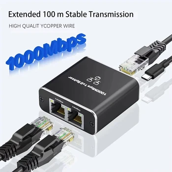 Netzwerk-Splitter 1000 Mbit/s Hub 1 auf 2 RJ45-Adapter Gigabit-Konverter Internet Ethernet 8P8C