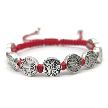 Vintage Jungfrau Maria und Jesus Exorzist Heilige Karte Handgewebtes verstellbares Armband für religiösen