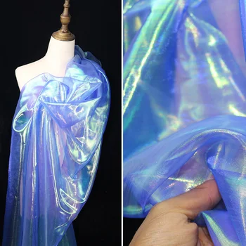 100 x 150 cm holografischer fluoreszierender Voile-Organza-Tüllstoff, glänzende Gaze für Hochzeitsdekoration