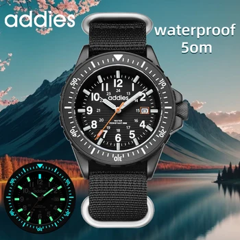 ADDIES Herren-Sportuhr mit Quarzwerk, Nylonarmband, Wasserdicht für Schwimmen, Leuchtende Outdoor-Modeuhr