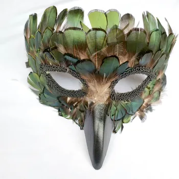 Karneval Federmaske Mysteriöse halbe Gesichtsmaske für Tanzparty Vogel Kostüm Zubehör Bühnenauftritt Ball
