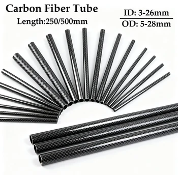 3K Carbon Faser Rohr Twill Matte 250/500mm Durchmesser Fernbedienung Flugzeug Modell Zubehör Länge 250/500mm
