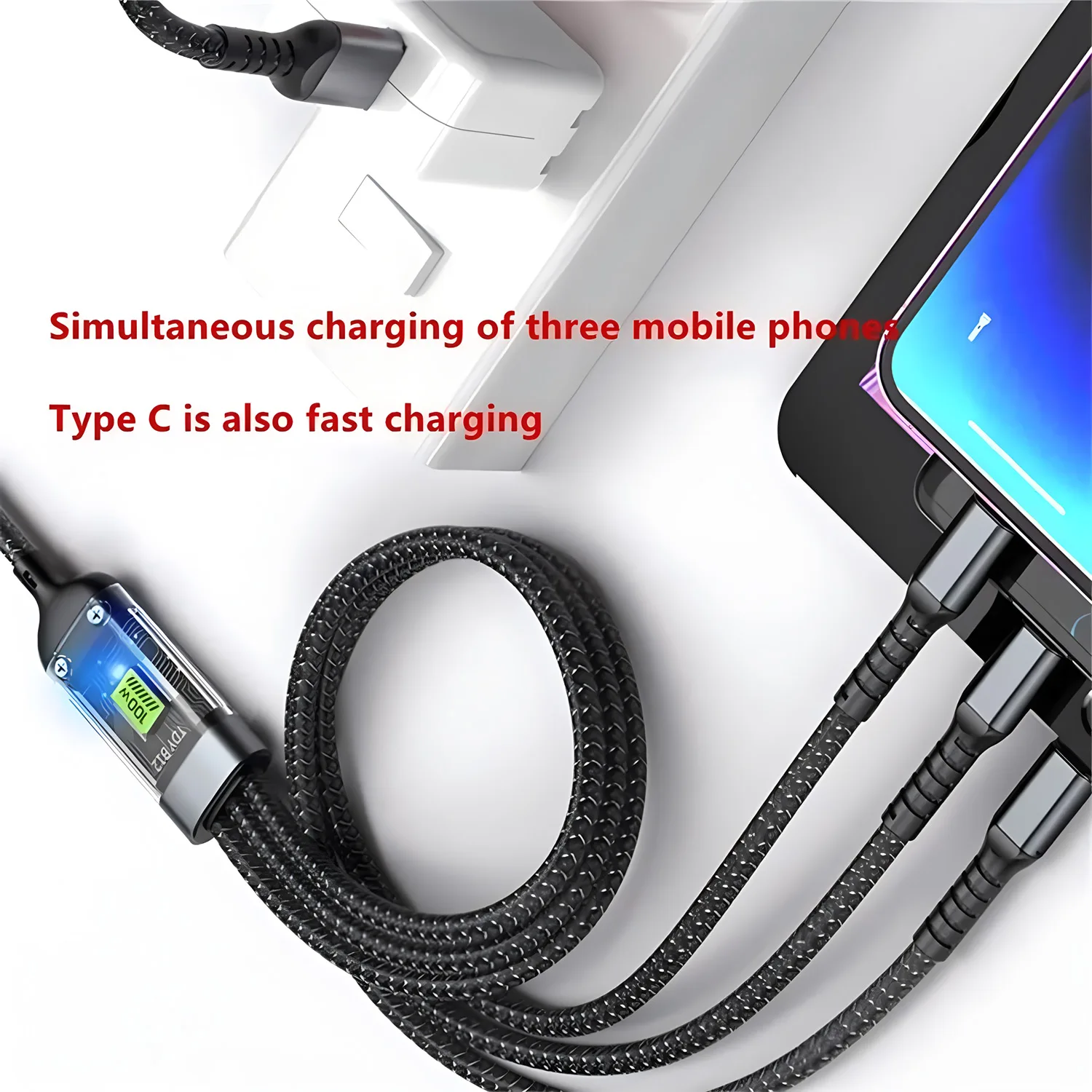 3-in-1 Ladekabel 100 W: USB-C, Micro-USB und Lightning – Bild 6