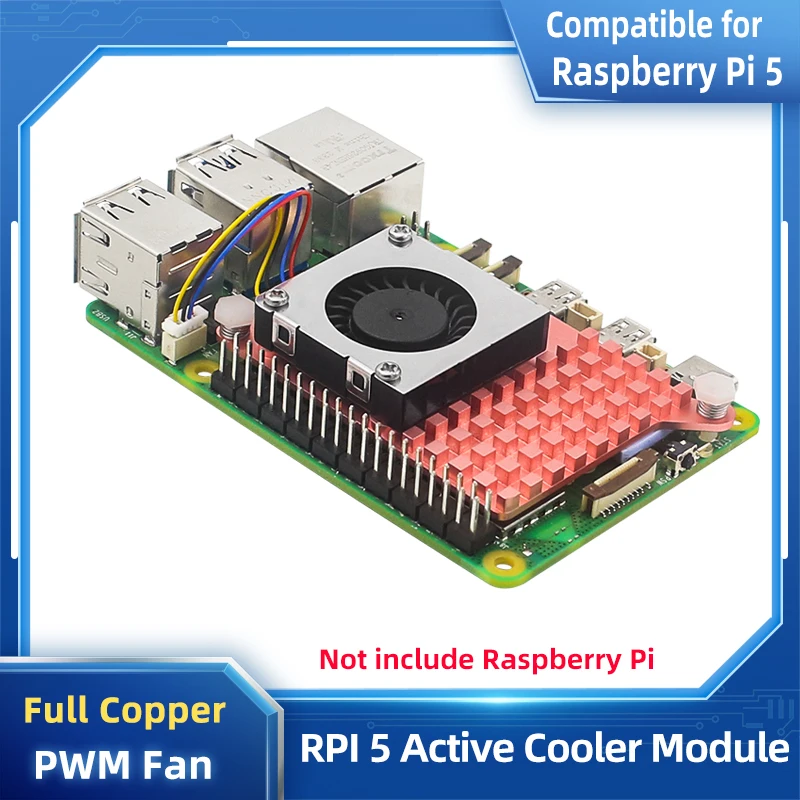 Aktivkühler für Raspberry Pi 5, Vollkupfer, PWM-Lüfter