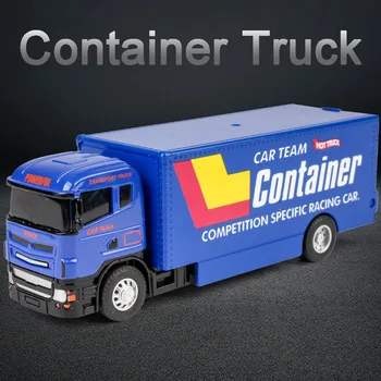 Container-LKW im Maßstab 1:64, Miniatur-Modell, Spielzeugautos, Metalldruckguss-Anhänger mit zurückziehbarem