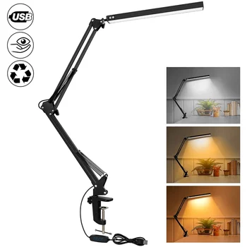 10 W LED-Schreibtischlampe mit Klemm-Schwenkarm, augenschonende, dimmbare Schreibtischleuchte, 10
