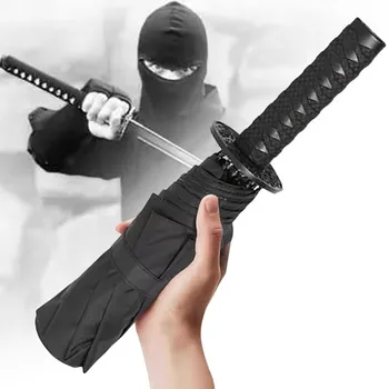 Faltbarer Ninja Schwert Regenschirm wind dichter UV-Block Sonnenschirm Dämonen töter echter japanischer Katana