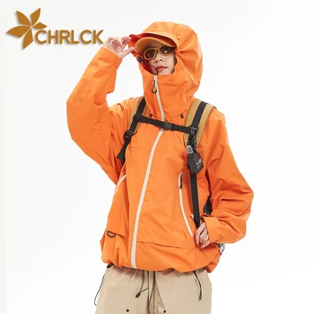 CHRLCK Herren Wasserdichte Wanderjacken Frühling Herbst Winddicht Camping Windjacke Damen Angeln Trekking