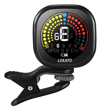 Lekato Gitarrenstimmgerät zum Aufstecken und wiederaufladbar mit LED-Farbdisplay, chromatisch, digital