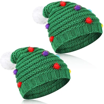 Weihnachtsbaum-Mütze, Winter, gestrickt, gehäkelt, Mütze, Weihnachtsmütze, für Erwachsene, warm