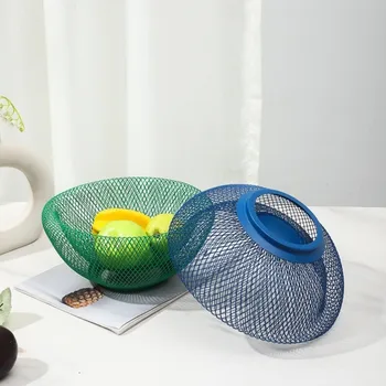 Snack Organizer Eisen Mesh Ablage Nordic Stil Geometrische Doppel-schicht Obst Korb Handgemachte Metall Obst
