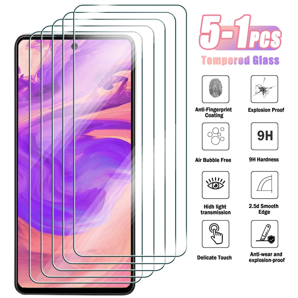 5-1 Stück gehärtetes Glas für Samsung Galaxy A12 A22 A32 A42
