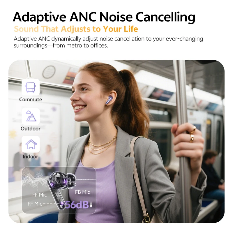QCY MeloBuds N70 Adaptive ANC Wireless Earbuds Bluetooth 6.0 – Bild 4