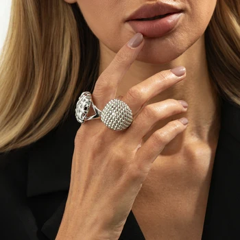 KunJoe 2 Teile/satz Luxus Geometrische Einstellbare Offene Ringe für Frauen Vintage Unregelmäßige Quadratische