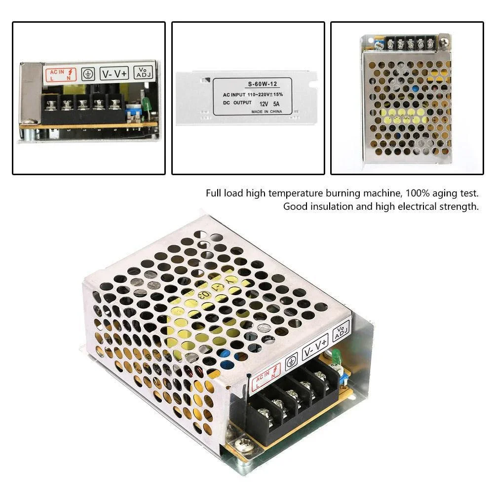 12V 5a Netzteil Adapter 60W Netzteil Transformator Schalter – Bild 6