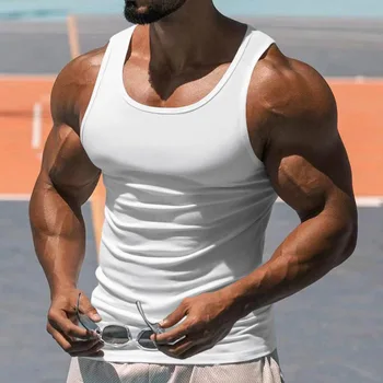 Männer Reine Baumwolle Enge Weste Casual Sport Tank Tops Mittleren alters Ärmellose Grundlegende Tops Schnell