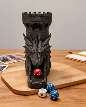 Drachen-Schloss Würfelturm, 3D-Gedruckter Tisch-Würfelspender