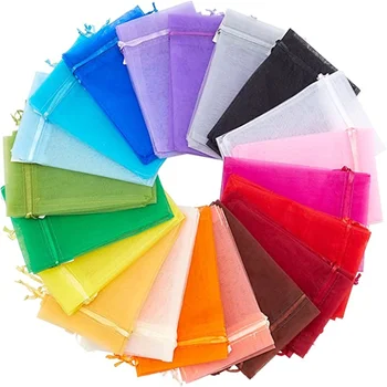 Transparente Organza-Geschenk-Kordelzug mit Schmuckbeuteln, Display-Verpackung, Weihnachten (50 Stück)
