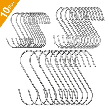 Edelstahl S-förmige Haken Küche Badezimmer Kleidung Haken Multifunktionale Metall Hängehaken (10 Stück)